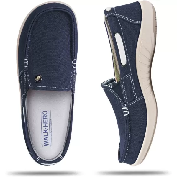Womens Slip On Shoes - Casual Boat Loafers Shoes for Women with Arch Support - Plantar Fasciitis Canvas Sneakers for Daily Walking