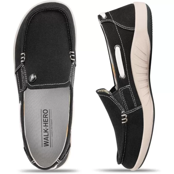 Womens Slip On Shoes - Casual Boat Loafers Shoes for Women with Arch Support - Plantar Fasciitis Canvas Sneakers for Daily Walking