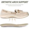 imageSlip On Shoes Women  Casual Comfortable Boat Shoes for Women with Arch Support  Orthopedic Canvas Loafers Shoes for Plantar Fasciitis ampamp Daily WalkingBeige Pinstripe