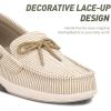 imageSlip On Shoes Women  Casual Comfortable Boat Shoes for Women with Arch Support  Orthopedic Canvas Loafers Shoes for Plantar Fasciitis ampamp Daily WalkingBeige Pinstripe