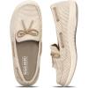 imageSlip On Shoes Women  Casual Comfortable Boat Shoes for Women with Arch Support  Orthopedic Canvas Loafers Shoes for Plantar Fasciitis ampamp Daily WalkingBeige Pinstripe