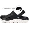 imageMens Womens Orthotic Clogs Garden Shoes Arch Support Slipon Mules Outdoor Beach Slippers Plantar Fasciitis with Adjustable Back StrapBlackWhite