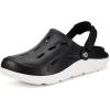 imageMens Womens Orthotic Clogs Garden Shoes Arch Support Slipon Mules Outdoor Beach Slippers Plantar Fasciitis with Adjustable Back StrapBlackWhite