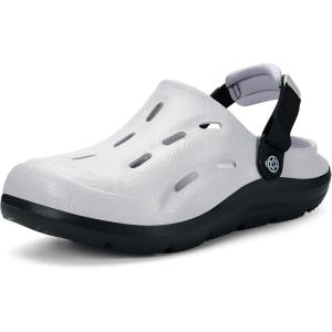 imageMens Womens Orthotic Clogs Garden Shoes Arch Support Slipon Mules Outdoor Beach Slippers Plantar Fasciitis with Adjustable Back StrapWhite