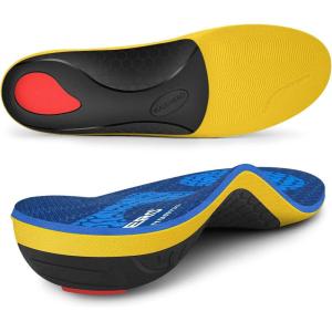 imageWalkHero Heavy Duty High Arch Support Insoles 220lbs High Arch Support Orthotics Inserts for Plantar Fasciitis Flat Feet Pronation and Heel Pain Mens 10105  Womens 12125 Coral GreenGlacial Blue