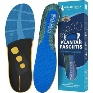 imageWalkHero Inserts Relieve Plantar Fasciitis  Flat Feet Insoles Arch Supports Insoles Orthotic Insoles for Foot Arch Pain Absorbs Shock Reduces OverPronation Mens 10105  Womens 12125Amber Blue