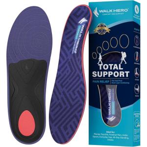 imageWalkHero Plantar Fasciitis Insoles  Arch Support Inserts for Men and WomenTotal Support Orthotic Inserts Reduce Metatarsal Pain and Fatigue Mens 11115  Womens 13135Lithospermum