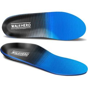 imageWalkhero Plantar Fasciitis Pain Relief Insoles High Arch Support Orthotic Shoes Inserts Relieve Flat Feet and Foot Fatigue Mens 77 12  Womens 99 12 Blue GrayBlue