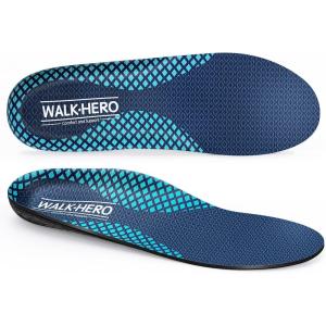 imageWalkhero Plantar Fasciitis Pain Relief Insoles High Arch Support Orthotic Shoes Inserts Relieve Flat Feet and Foot Fatigue Mens 77 12  Womens 99 12 Blue GrayBlue Gray