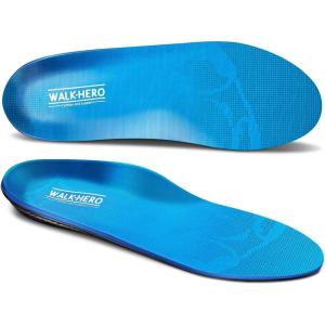 imageWalkhero Plantar Fasciitis Pain Relief Insoles High Arch Support Orthotic Shoes Inserts Relieve Flat Feet and Foot Fatigue Mens 77 12  Womens 99 12 Blue GrayLight Blue