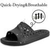 imageGaatpot Shower Shoes for Womens Mens Massage Pool Slides with Arch Support Quick Drying Beach Slippers Summer Non Slip Bathroom Indoor Outdoor House Sandals with Drain HolesBlack