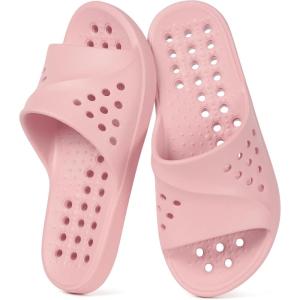 imageGaatpot Shower Shoes for Womens Mens Massage Pool Slides with Arch Support Quick Drying Beach Slippers Summer Non Slip Bathroom Indoor Outdoor House Sandals with Drain HolesPink