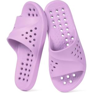 imageGaatpot Shower Shoes for Womens Mens Massage Pool Slides with Arch Support Quick Drying Beach Slippers Summer Non Slip Bathroom Indoor Outdoor House Sandals with Drain HolesPurple