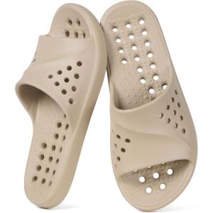 imageGaatpot Shower Shoes for Womens Mens Massage Pool Slides with Arch Support Quick Drying Beach Slippers Summer Non Slip Bathroom Indoor Outdoor House Sandals with Drain HolesKhaki