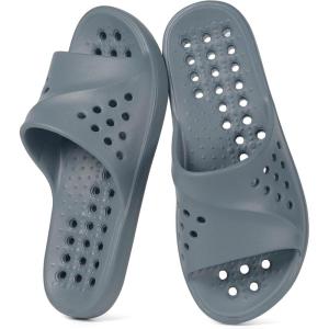 imageGaatpot Shower Shoes for Womens Mens Massage Pool Slides with Arch Support Quick Drying Beach Slippers Summer Non Slip Bathroom Indoor Outdoor House Sandals with Drain HolesGrey