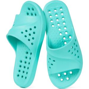 imageGaatpot Shower Shoes for Womens Mens Massage Pool Slides with Arch Support Quick Drying Beach Slippers Summer Non Slip Bathroom Indoor Outdoor House Sandals with Drain HolesLight Blue