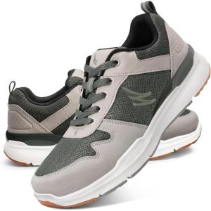 imageMens Walking Shoes for Plantar Fasciitis Orthopedic Sneakers for Men with Arch Support Comfortable Casual Shoes for Pain Relief with Non Slip Rubber SoleOlive