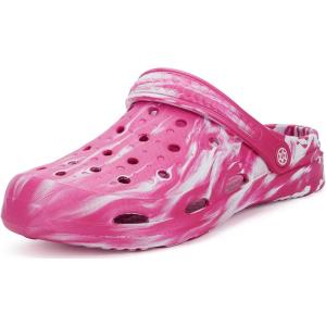 imageMens Womens Garden Clogs Shoes with Arch Support Unisex Gardening Slip on Sandals Beach Slippers Shoes TieDye ClogRose Red