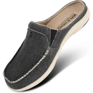 imageWomens Slippers with Arch Support Walkhero House Orthopedic Slippers for Women with Suede Insole and Velvet Lining Slip on Clog Indoor Outdoor House Shoes with AntiSkid Rubber SoleBlack