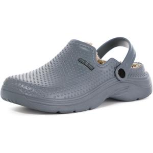 imageWomens Mens Fur Lined Clogs Waterproof Garden Shoes Winter Warm Fleece Lining Fuzzy House Home Slippers Indoor Outdoor MulesDeep Grey