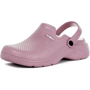 imageWomens Mens Fur Lined Clogs Waterproof Garden Shoes Winter Warm Fleece Lining Fuzzy House Home Slippers Indoor Outdoor MulesPurple