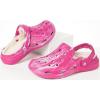 imageMens Womens Lined Garden Clogs Unisex Fur Lining Gardening Slip on Sandals Winter House Home Fuzzy Slippers with Arch SupportRose Red