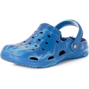 imageMens Womens Lined Garden Clogs Unisex Fur Lining Gardening Slip on Sandals Winter House Home Fuzzy Slippers with Arch SupportBlue