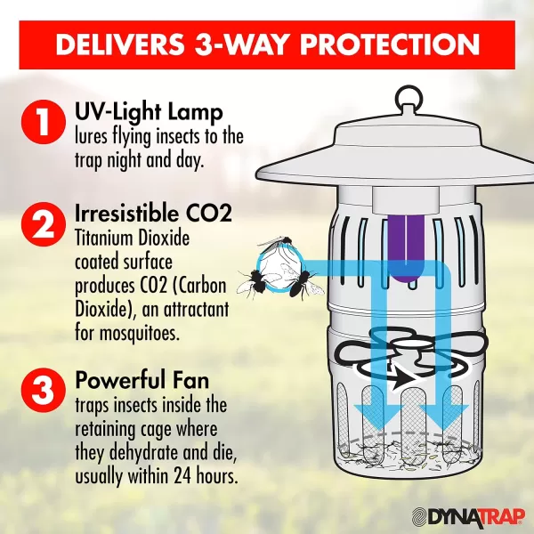 DynaTrap DT1050-AZSR Mosquito, Beetle &amp; Flying Insect Trap – Kills Mosquitoes, Flies, Wasps, Gnats, Beetles Other Insects Protects up to 1/2 Acre