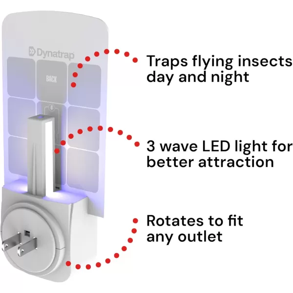 Dynatrap DT3007 Indoor Plug-in Fly Trap for Flies, Fruit Flies, Moths, Gnats, and Other Flying Insects - 1 Black Device + 2 Glue Cards