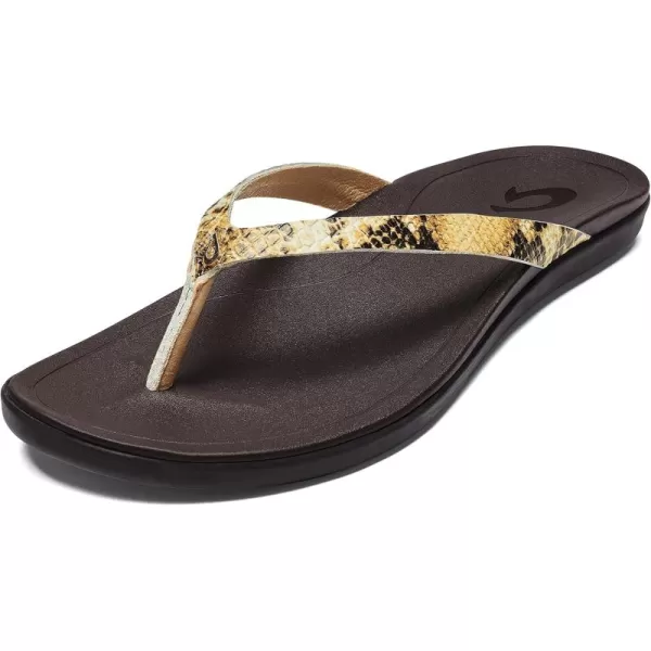 OLUKAI Hoopio Leather Womens Beach Sandals FullGrain Leather FlipFlop Slides Modern Low Profile Design ampamp Comfortable FitTanMoo