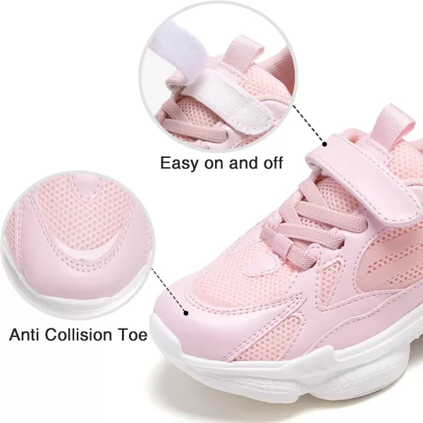 THEE BRON Boys Girls Athletic Sneakers Walking Lightweight Kids Running Tennis ShoesAm01pink