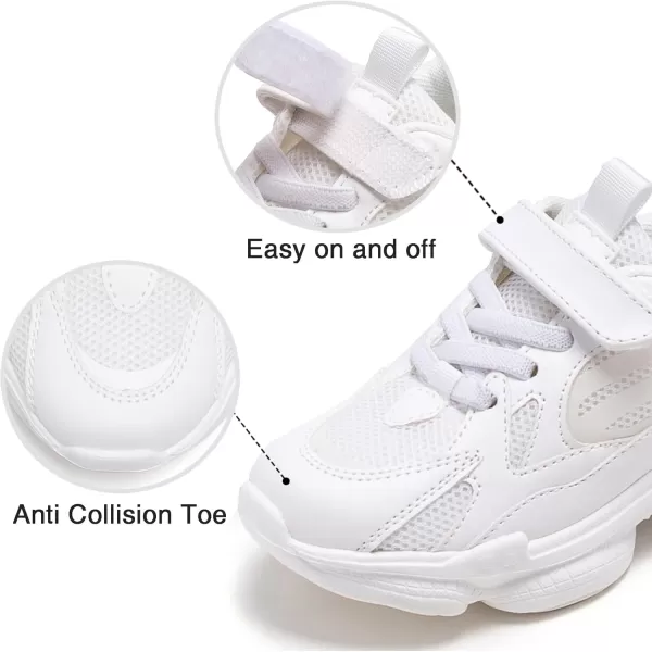 THEE BRON Boys Girls Athletic Sneakers Walking Lightweight Kids Running Tennis ShoesAm01white