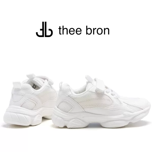 THEE BRON Boys Girls Athletic Sneakers Walking Lightweight Kids Running Tennis ShoesAm01white