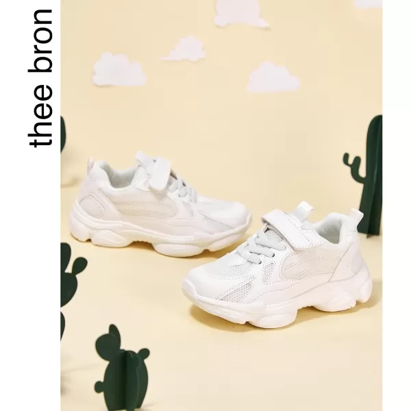 THEE BRON Boys Girls Athletic Sneakers Walking Lightweight Kids Running Tennis ShoesAm01white