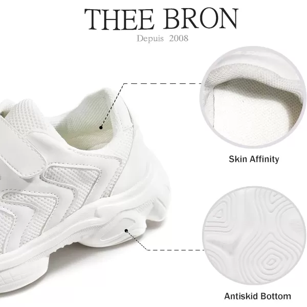 THEE BRON Boys Girls Athletic Sneakers Walking Lightweight Kids Running Tennis ShoesAm02white