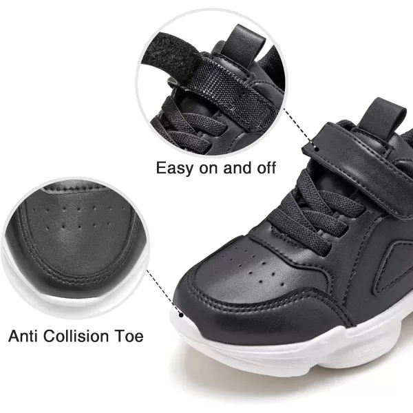 THEE BRON Boys Girls Athletic Sneakers Walking Lightweight Kids Running Tennis ShoesAm03black