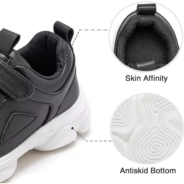 THEE BRON Boys Girls Athletic Sneakers Walking Lightweight Kids Running Tennis ShoesAm03black