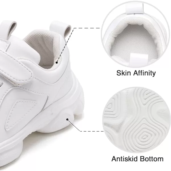 THEE BRON Boys Girls Athletic Sneakers Walking Lightweight Kids Running Tennis ShoesAm03white