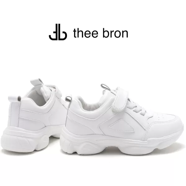 THEE BRON Boys Girls Athletic Sneakers Walking Lightweight Kids Running Tennis ShoesAm03white