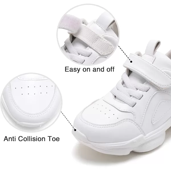 THEE BRON Boys Girls Athletic Sneakers Walking Lightweight Kids Running Tennis ShoesAm03white