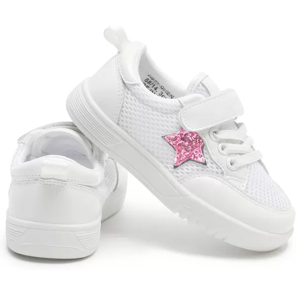 THEE BRON Boys Girls Athletic Sneakers Walking Lightweight Kids Running Tennis ShoesAs26white