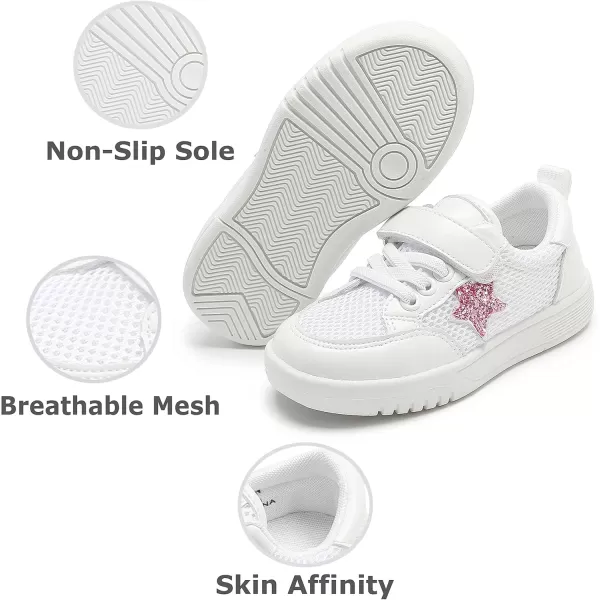 THEE BRON Boys Girls Athletic Sneakers Walking Lightweight Kids Running Tennis ShoesAs26white
