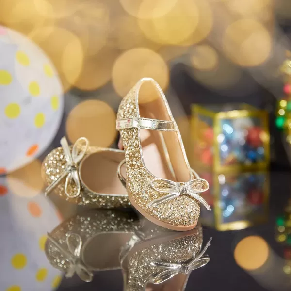 THEE BRON Girls Dress Shoes Glitter Mary Jane Heels Princess Wedding Party Pumps910gold