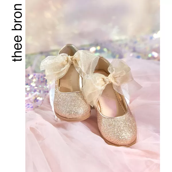 THEE BRON Girls Dress Shoes Glitter Mary Jane Heels Princess Wedding Party PumpsTb909champagne