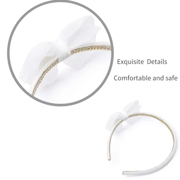 THEE BRON Girls Headband Twinkle Glitter Hairband Bow Hair Accessories 2 headband PinkWhite1 headband  White