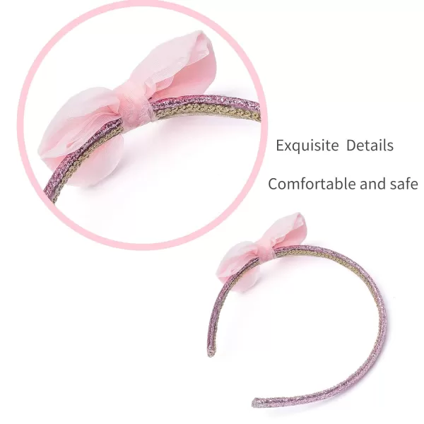 THEE BRON Girls Headband Twinkle Glitter Hairband Bow Hair Accessories 2 headband PinkWhite2 headband PinkWhite