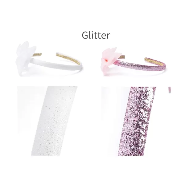 THEE BRON Girls Headband Twinkle Glitter Hairband Bow Hair Accessories 2 headband PinkWhite2 headband PinkWhite