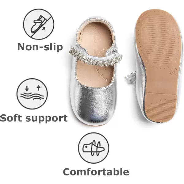 THEE BRON Girls Princess Dress Shoes for Little Girls Zapatos de PrincesaAf436silver