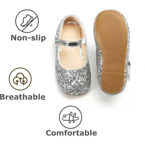 THEE BRON Girls Princess Dress Shoes for Little Girls Zapatos de PrincesaAg213silver