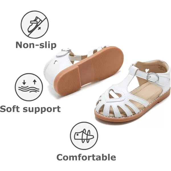THEE BRON Girls Sandals Toddler Summer Dress Shoes508white